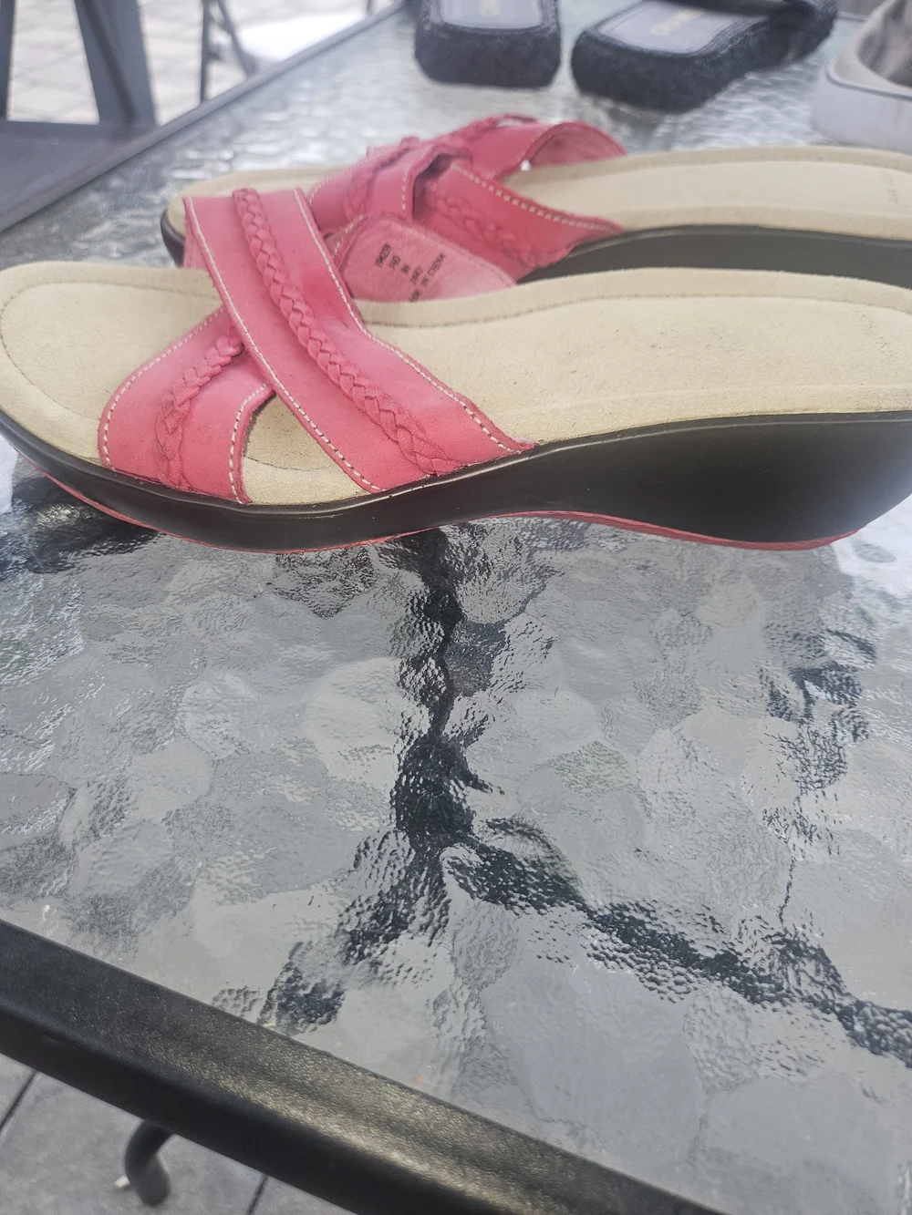Lands' End Women's Pink Braided Slide Sandals